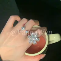 铜合金戒指 圣诞星.可旋转雪花闪钻戒指开口戒