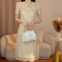 K793 提花短款蕾丝薄款短袖圆领裙子中式白色春夏少女时尚