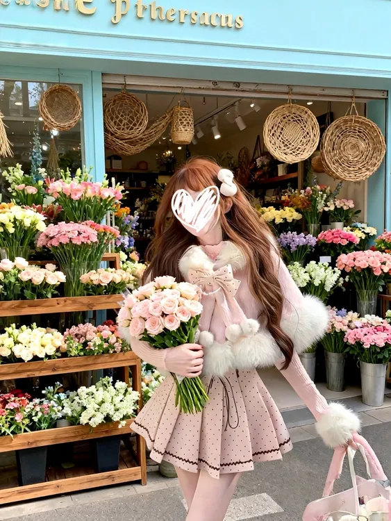 【奶糖K**T】冬季纯欲千金限定氛围甜美约会连衣裙打底衫斗篷三件套