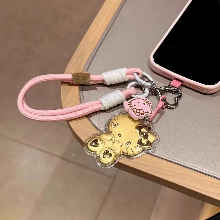 水贝金色999hellokitty凯蒂猫手机包挂件可爱百搭钥匙扣ins