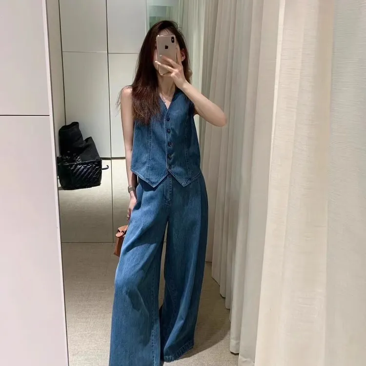 酷搭配一整套夏装牛仔背心高级感裤一套2025新款小众不撞款套装女