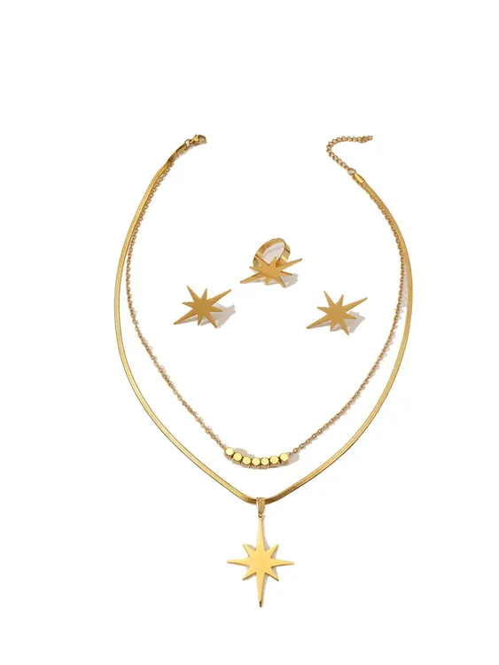 钛钢项链 钛钢首饰配饰东方洛可可套装轻奢小众女款气质轻奢1027