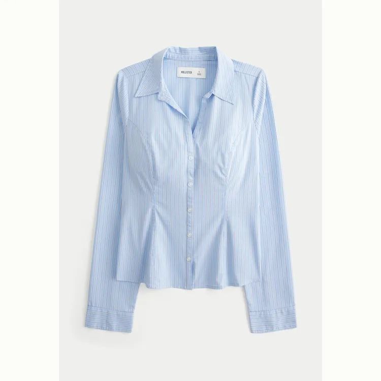 Hollister25秋冬Y2K修身收腰系带府绸衬衫女装340-5486