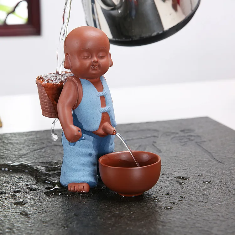 紫砂茶宠摆件精品可养喷水尿童创意手工茶玩小孩和尚尿尿茶具配件