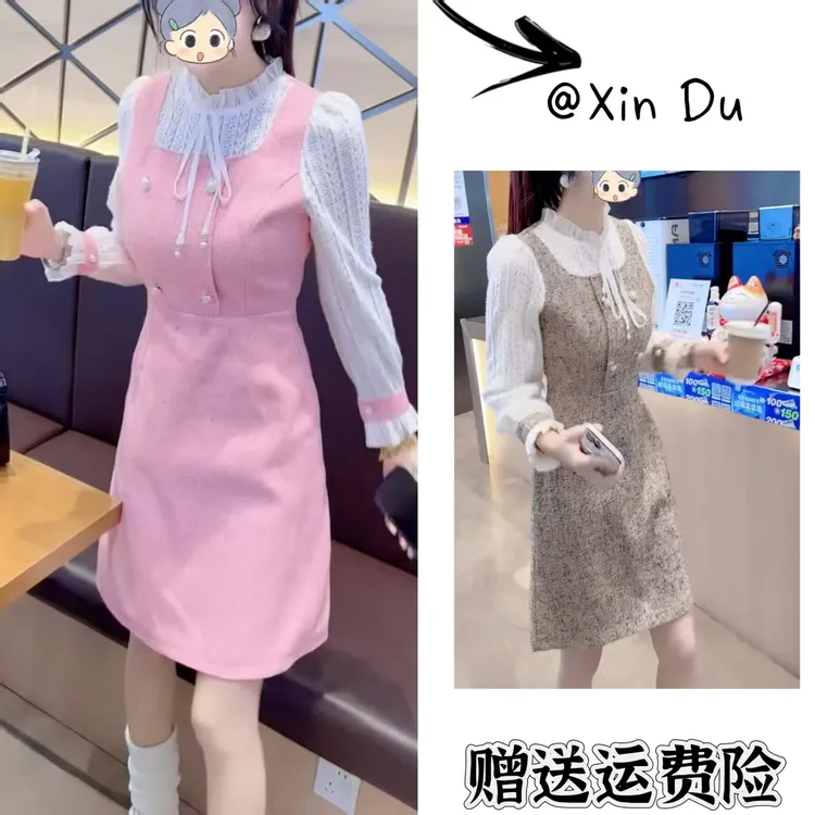 2025秋季新款时尚显瘦气质女士网红洋气连衣裙百搭款D23157