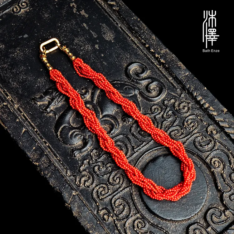 沐泽【禧】意大利沙丁珊瑚天然珊瑚缠绕款项链(多样性发其一）