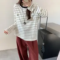 大牙女装- 黑鸡 2520条纹刺绣小黄帽长袖