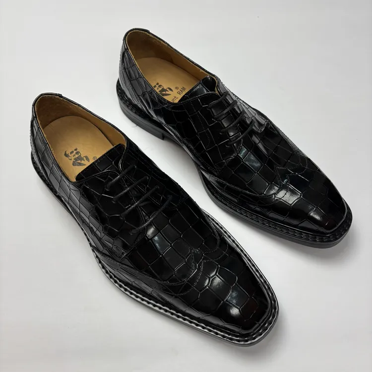 鳄鱼固特异双缝线布洛克正装皮鞋SR-02