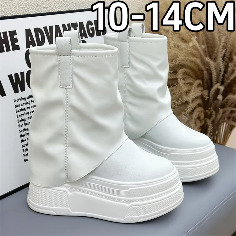 马丁靴小个子12cm裤管靴内增高女休闲秋冬加棉中筒靴子高帮英伦风