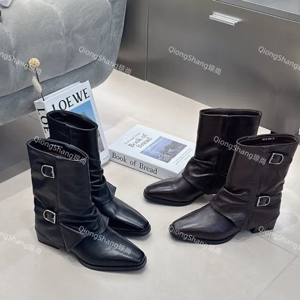 琼尚-软皮酷飒摩登短靴668-29