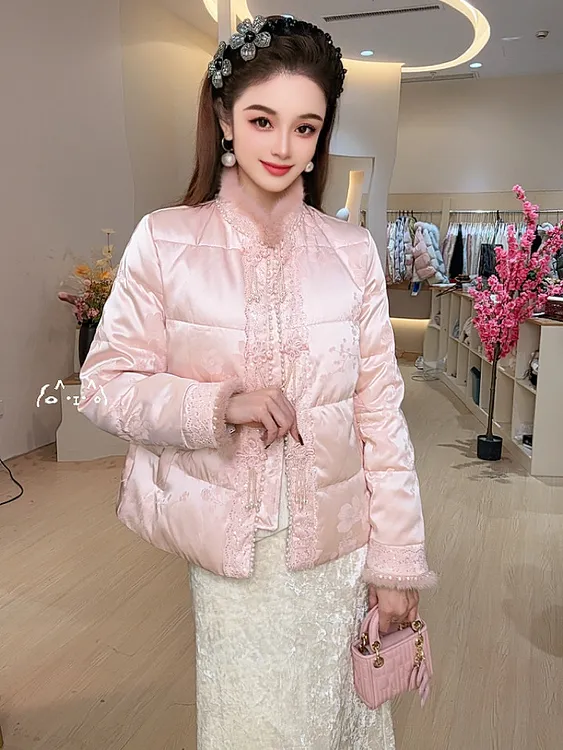 2025(七艺自制)真水貂毛中式加厚中国风民族风羽绒服251158