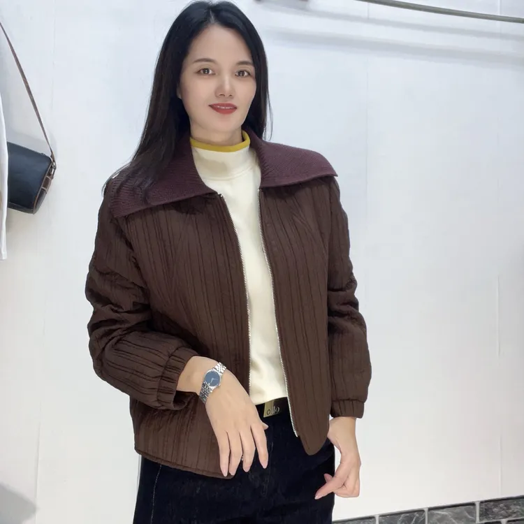 冬款新款针织大翻领外套6897