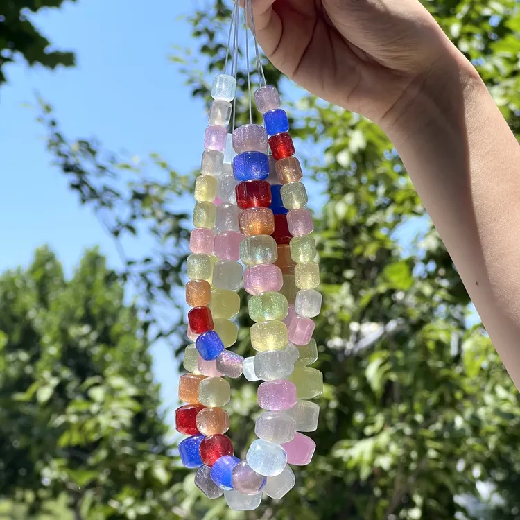树脂光变星光小花管小石头diy/手机链钥匙扣包挂饰品配件材料散珠