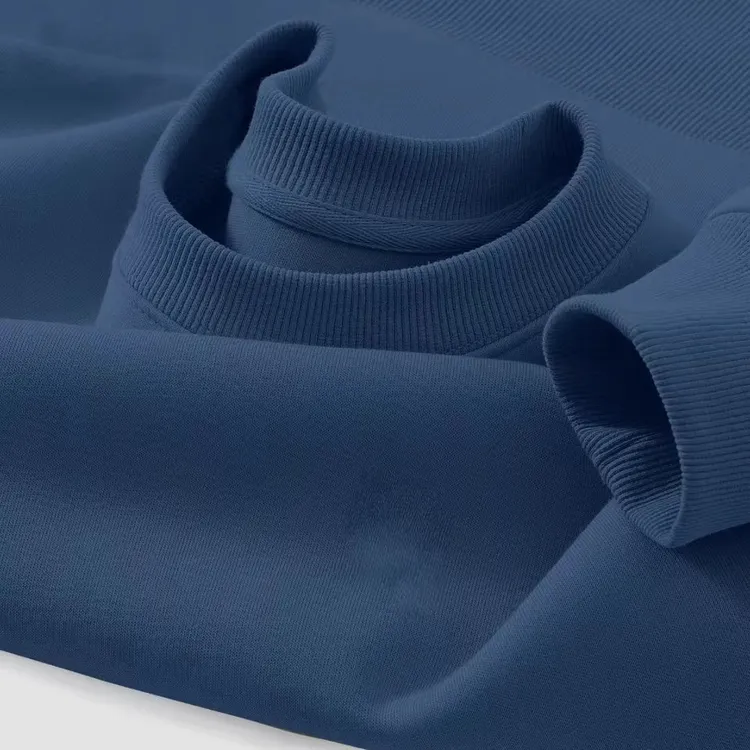 350g重磅雾霾蓝纯色圆领卫衣男女款秋冬季宽松百搭套头长袖打底衫