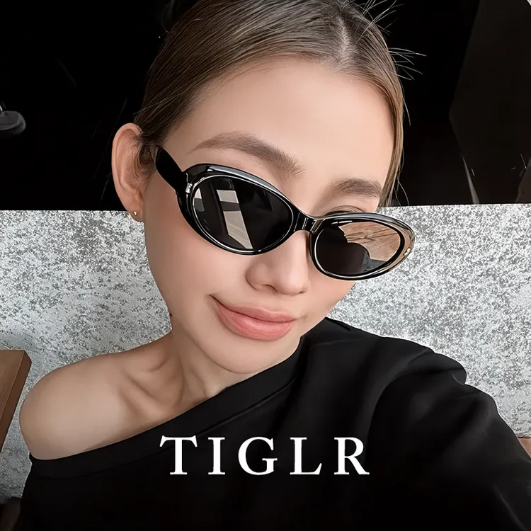 帝格勒复古椭圆框猫眼墨镜女款方圆脸高级感太阳镜2025新款椰椰镜