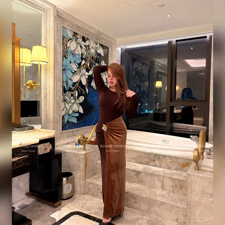 纸醉金迷 法式赫本风老钱风正反两穿拼接设计秋冬款连衣裙G387