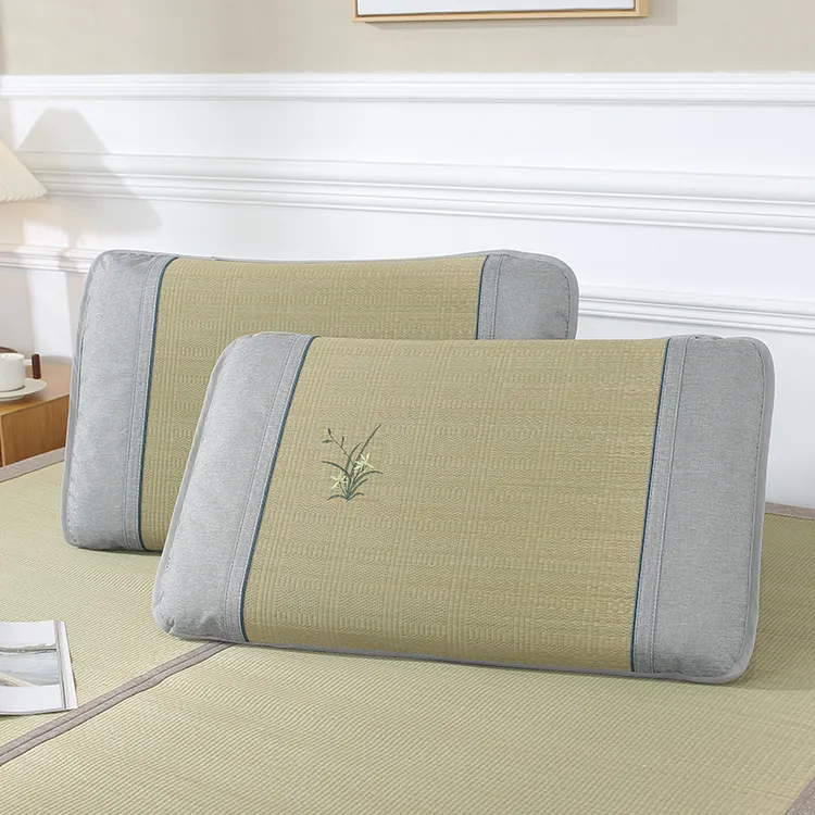 龙舒梦夏季天然蔺草席枕头套枕席兰草单人透气一对装夏凉席枕芯套