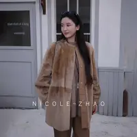 5NWP072（预售）【贵姐NICOLE】长袖短款棕色中长款圆领金黄女黑色女