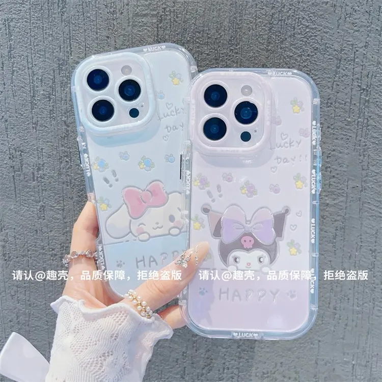 卡通玉桂狗适用苹果16镜面手机壳华为新款vivo高级小米15可爱OPPO