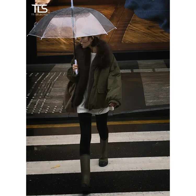 TT【绿标】90白鹅绒SAGA狐狸毛领加厚派克保暖羽绒服外套Y5060