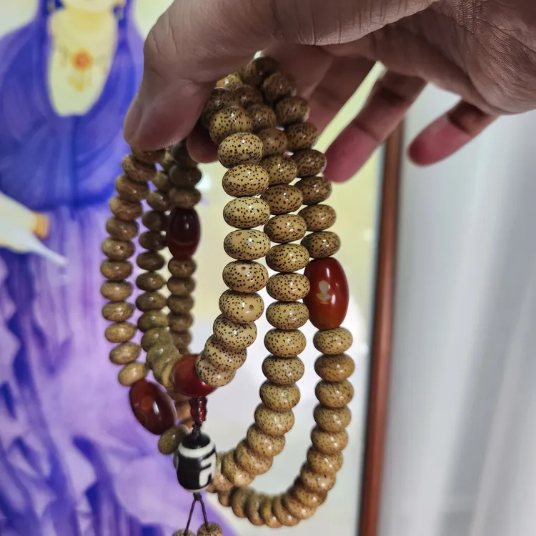 海南原生态玄月星月菩提手串文玩串手持盘玩13*9鸡油黄老料
