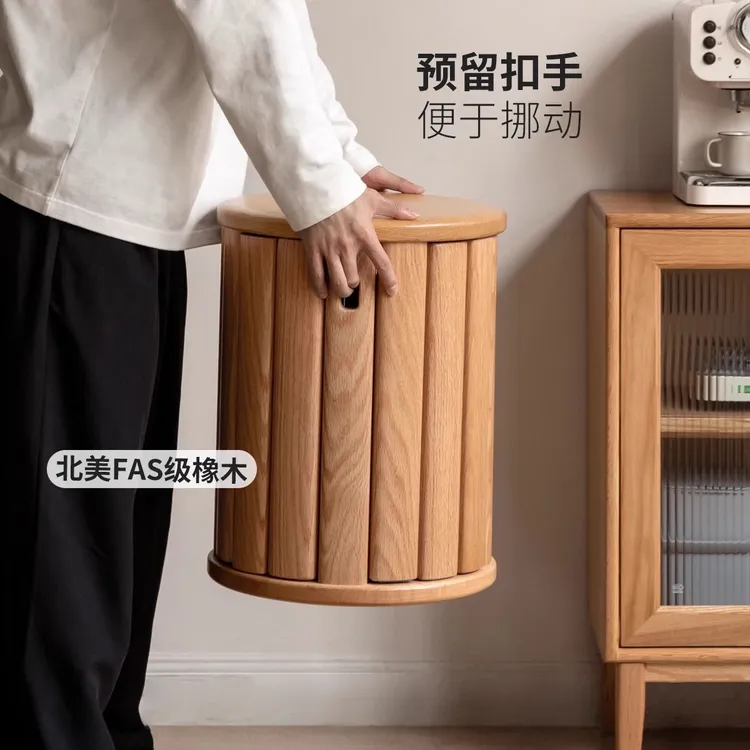 北欧简约实木堆叠凳餐厅家用可叠放凳子橡木叠叠乐圆凳组合餐凳