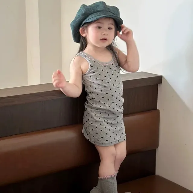 女童2025新款夏装吊带裙女宝宝波点背心裙儿童连衣裙童装无袖裙子