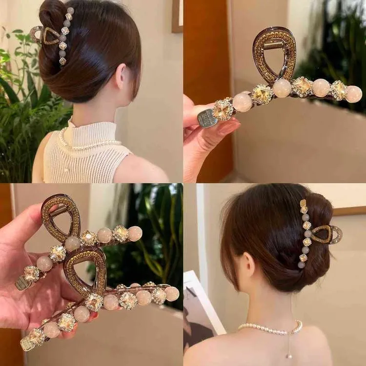 新款猫猫石洋气百搭大抓夹时尚气质网红优雅法式大号鲨鱼夹发饰