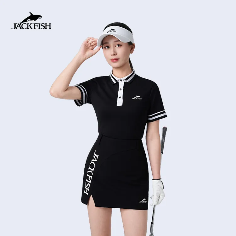 JACKFISH春夏季高尔夫女款运动防紫外线翻领polo衫-64W