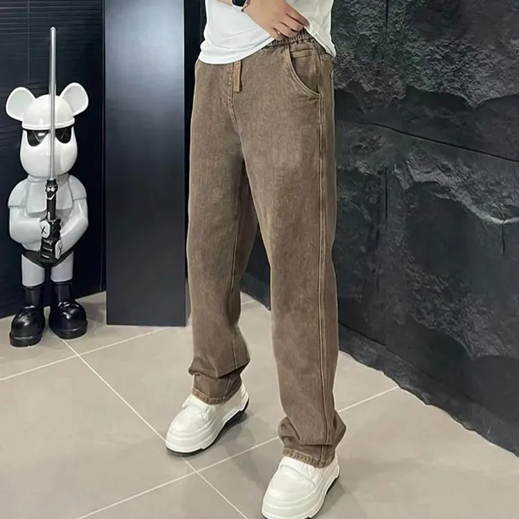 春秋新款男士牛仔裤2025潮流港风复古直筒裤青年宽松百搭休闲男裤