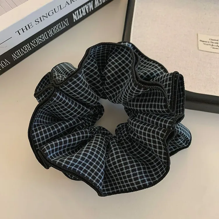 韩系格子双层大肠发绳低马尾发绳许妍同款扎头发头绳头花发饰