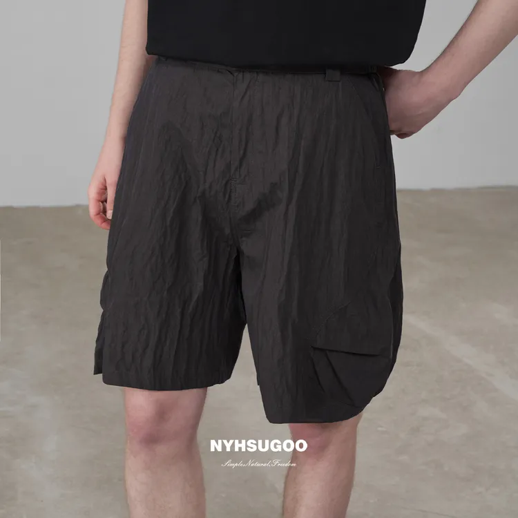 NYHSUGOO/南乙夏季新品休闲棉感短裤百搭男士吸湿透气3719五分裤