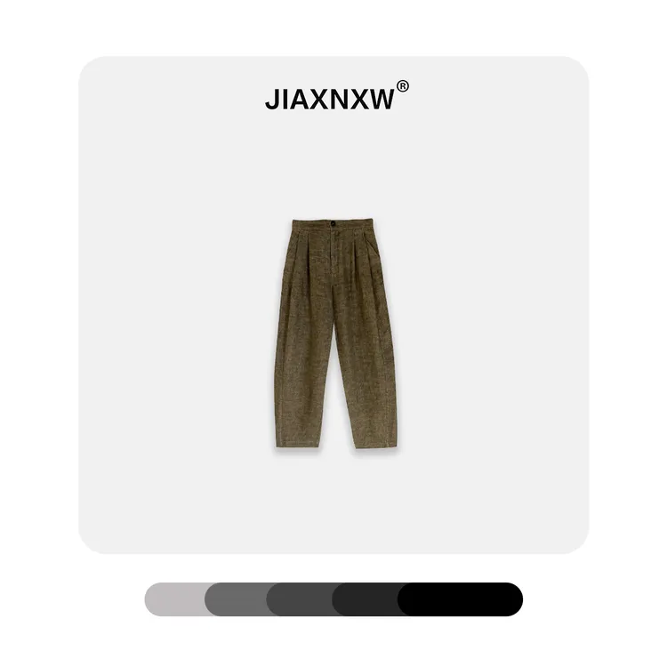 甄奢亚麻调性弯刀裤K2510