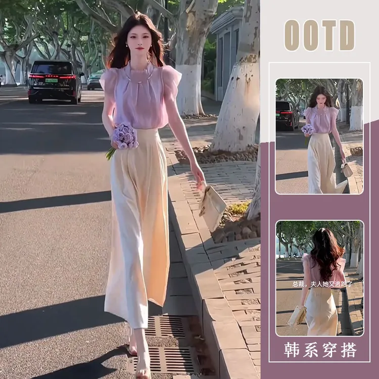 法式温柔高级感套装女2025夏季新款雪纺上衣半身裙两件套气质女装