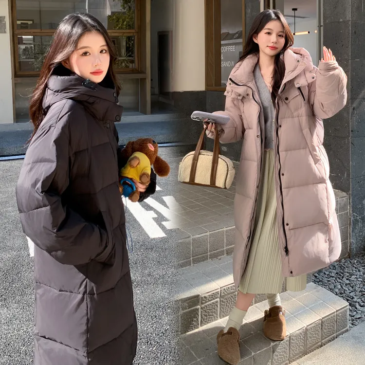 v1D9962加大码羽绒服宽松保暖加厚冬季女中长款过膝120-280斤可穿