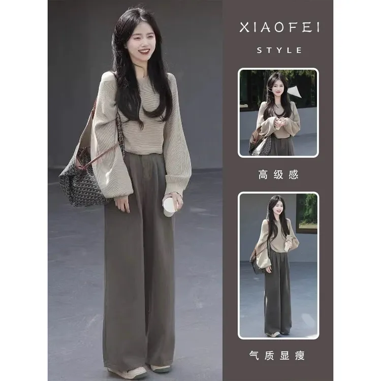 入早初秋季新款超火小个子穿搭配一整套时尚韩系高级感两件套装女