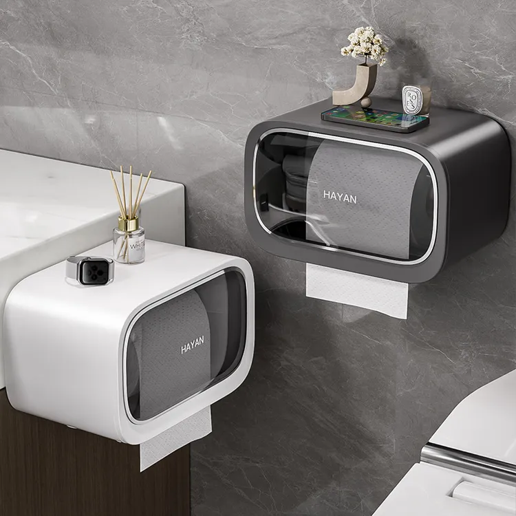 卫生间纸巾盒壁挂式简约轻奢厕巾盒2025新款防水防尘免打孔收纳盒