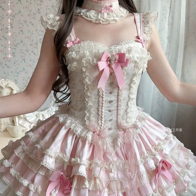 (实体店正品 官方合作店)花绮梦 心动玩偶芭蕾风Lolita碎花洛丽塔