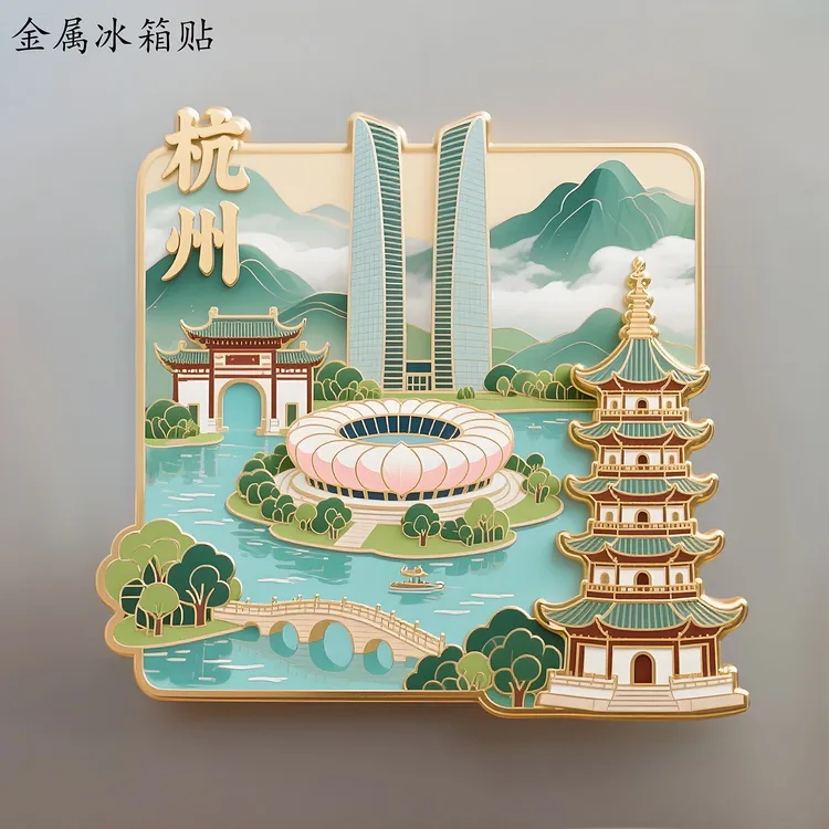 ［浙江系列］金属冰箱贴磁吸纪念品中国风国潮伴手礼城市文创礼物
