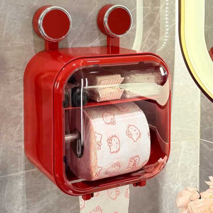吸盘卫生间纸巾盒壁挂式免打孔卷纸收纳放置盒浴室洗手间置物架