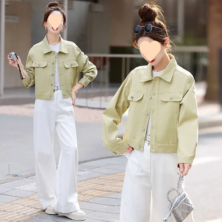 20252025春装小清新糖果色柔牛仔外套女学生小个子百搭短款夹克显
