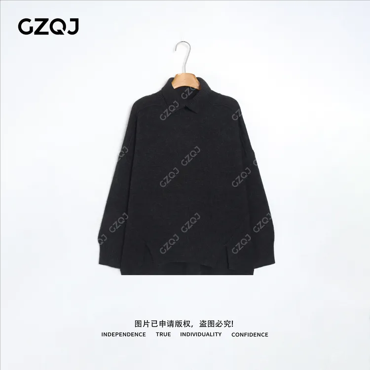 老琴私服【慵懒线】慵懒风高级感半高领针织100羊毛毛衣女冬 92530