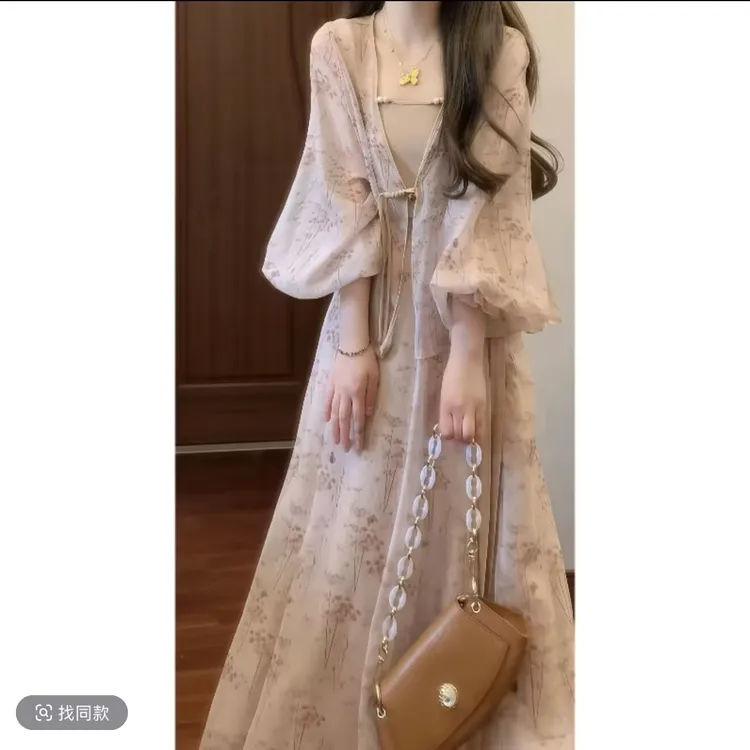 新中式设计感禅意风时尚套装女春夏新款内搭吊带半身裙开衫套装