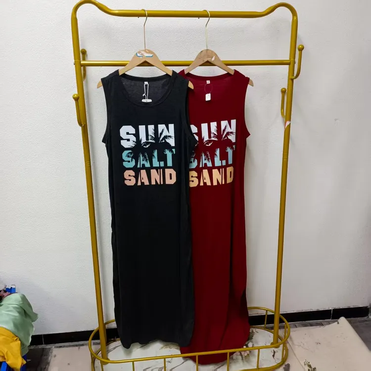 唯琳剪标   7仓F6-14-1192-7801   树叶字母无袖连衣裙