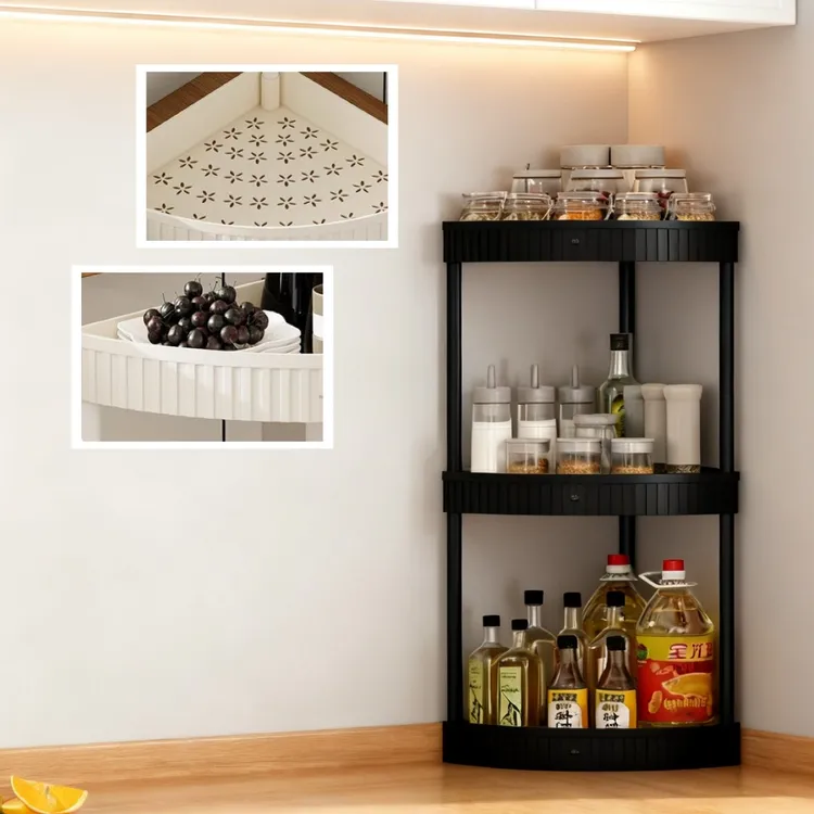 多功能可移动三角置物架创意免打孔调料架客厅浴室收纳架带轮T