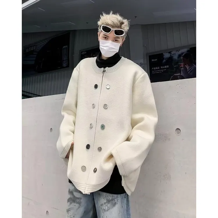 冷淡系高级感小众设计感艺术生外套男发型师高级感穿搭针织毛衣潮