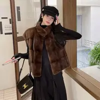 无印心匠A896 秋冬新款时尚复古水貂马甲无袖年轻坎肩背心女k1505