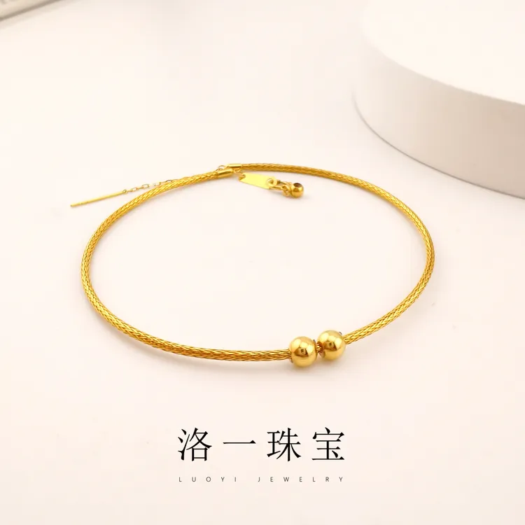 【洛一珠宝】【18K金】金色素款网红款百搭可调节设计师细款金手链