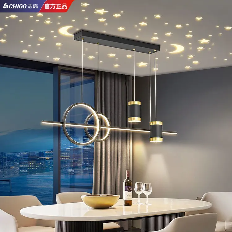 Chigo/志高餐厅吊灯餐桌新款温馨浪漫星空顶灯长条北欧饭桌吧台灯