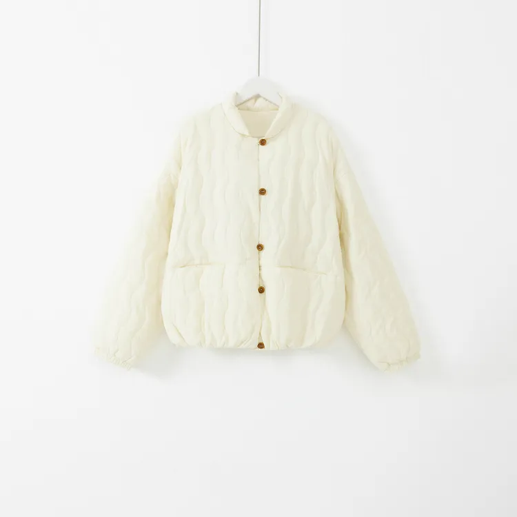 几里与麻 日系水波纹棉服外套 衣长63胸围120 2100452